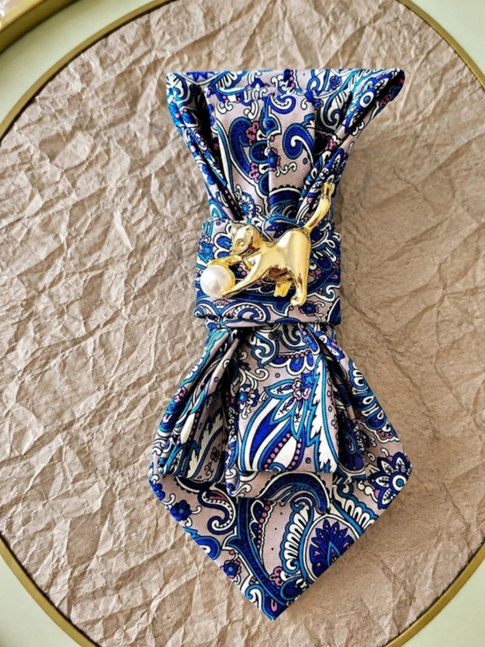 Blue Paisley Statement Necklace Like New